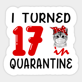 I Turned 17 In Quarantine Funny Cat Facemask Sticker